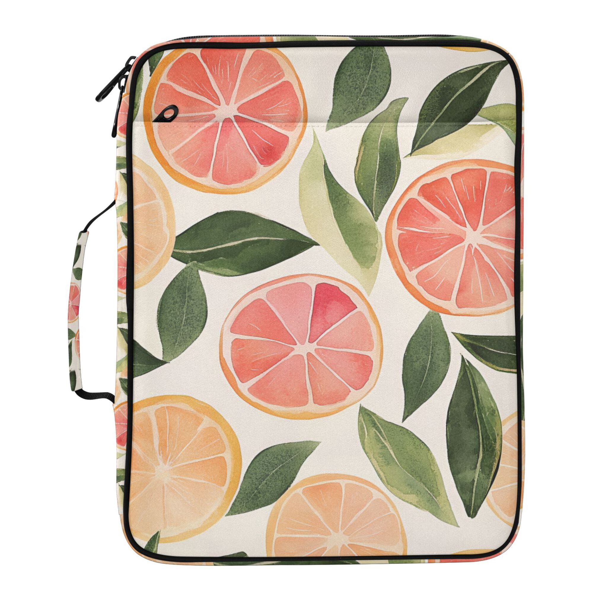 FORMRS Accordion File Folder A4 Size 7-Pocket Expanding Document Organizer Bag with 3 Ring Binder, Watercolor Grapefruit