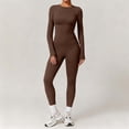 thumbnail image 2 of Ensemble de Yoga pour Femmes, Mode Décontractée Couleur Unie Manches Longues Col Rond Ajusté, Pantalons pour Femmes, 2 of 5