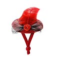 thumbnail image 2 of Pet Feather Decor Hat Photo Shooting Props With Adjustable Rope For Chicken Hamster Parrot Rabbit Red, 2 of 4