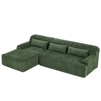 Aukfa 2-Piece Modular Chenille Sectional Sofa, 26.5" Deep Seat, No Assembly, Left Chaise, Green
