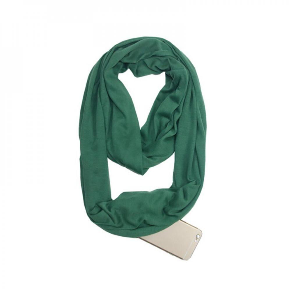 Forest green infinity hidden pocket scarf