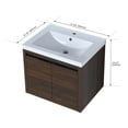 thumbnail image 5 of Hassch 24-Inch Wall Mounted Bathroom Vanity with Sink Combo, Modern Bathroom Vanity Set with Top Resin Basin, 2-Doors Wood Hanging Bath Cabinet for Small Space (California Walnut), 5 of 9