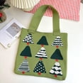 thumbnail image 5 of Fashion Large Capacity Polyester Reusable Shoulder Bags Handmade Knit Handbag Christmas Pine Handbag Christmas Handbag BLACK, 5 of 8