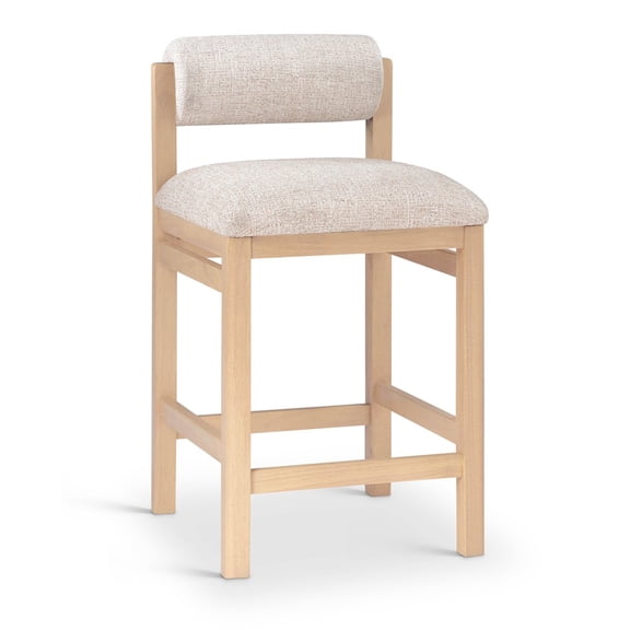 Meridian Furniture Roundhill Beige Linen Textured Fabric Upholstered Counter Stool