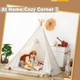 thumbnail image 3 of Portable Teepee Tent for 3-8 Years Kids Toddlers Canvas Playhouse Indoor Outdoor, 3 of 8