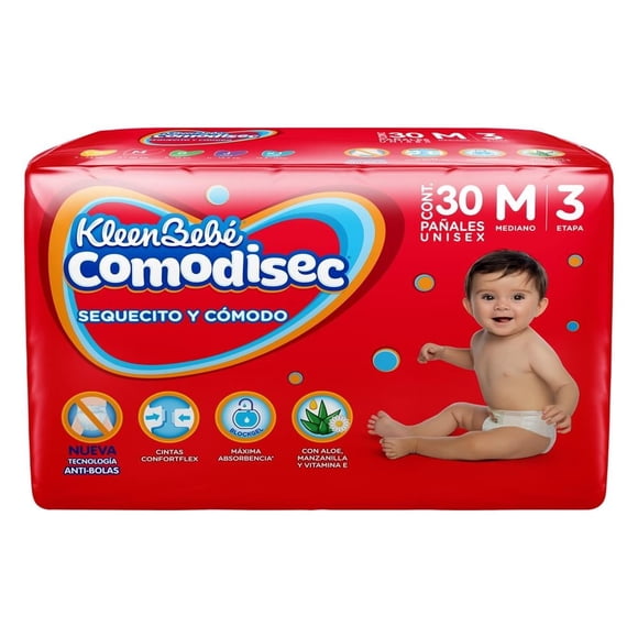 Pañales Kleenbebé Comodisec Max mediano 30 pzas