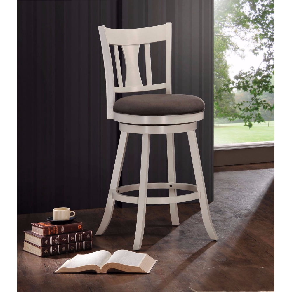 Counter Height Chair with Swivel, Fabric & White