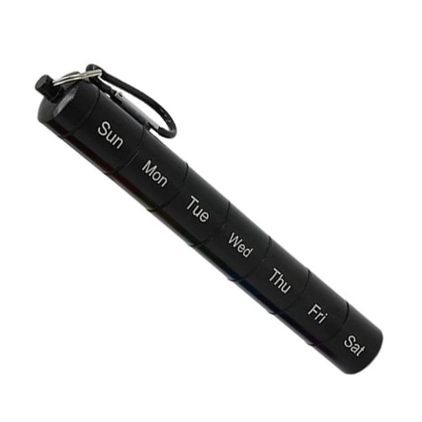 Pastillero portátil a prueba de humedad Contenedor impermeable Compartimentos diarios con estuche para llavero Pastillero para suplementos al Negro con palabra Sunnimix impermeable