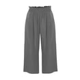 thumbnail image 3 of Lixiuxyad Loose Casual Pants Women's Solid Color Wide Leg Pants High Waisted Drawstring Pocket Cropped Casual Pants Gray, 3 of 4
