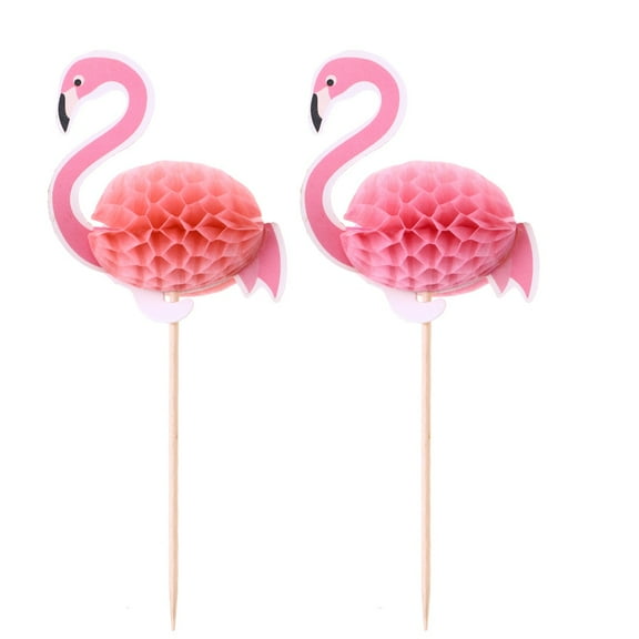 FRCOLOR  10 Pcs Flamingo Party Decorations Cake Toppers Attractive Picks