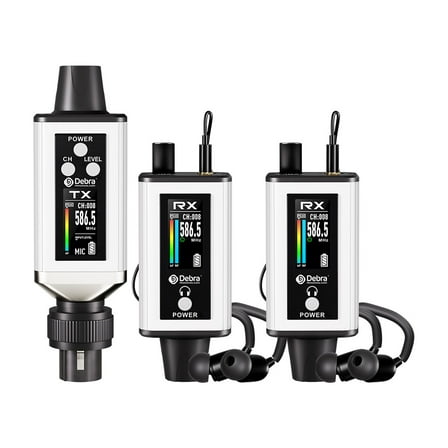 D Debra Audio PRO EMX-1 UHF Mini Wireless In-Ear Monitor System, Rechargeable with Monitor Type for Stage, Band, Studio, Musician, Monitor (1 Transmitter & 2 Receiver)