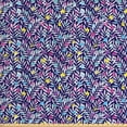 thumbnail image 1 of Floral Sofa Upholstery Fabric by the Yard, Abstract Repetitive Stroke Like Flowers on White Leafy Branches, Decorative Fabric for DIY and Home Accents, Indigo and Multicolor by Ambesonne, 1 of 4