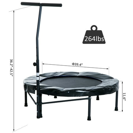 40 Mini Exercise Trampoline Indoor Fitness Rebounder W Adjustable T Bar Black Walmart Canada