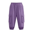 thumbnail image 6 of yillto Women Cargo Capris Knee Length Elastic Waist Casual Long Shorts Hiking Jogger Pants with Pockets, 6 of 7