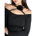 thumbnail image 4 of Jess por Meiko Vestido de Mujer de Manga Larga Off Shoulder con Adorno de Flores Bodycon Maxi Vestido XL Negro, 4 of 6