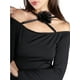 thumbnail image 4 of Jess por Meiko Vestido de Mujer de Manga Larga Off Shoulder con Adorno de Flores Cuerpo Ajustado Maxi Vestido L Negro, 4 of 6