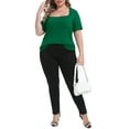 thumbnail image 6 of Gocolloa Womens Plus Size Tops Tunic Sexy Square Neck Short Sleeve Shirts Summer Loose Fit Dressy Casual Blouse Blackish Green 4X, 6 of 6