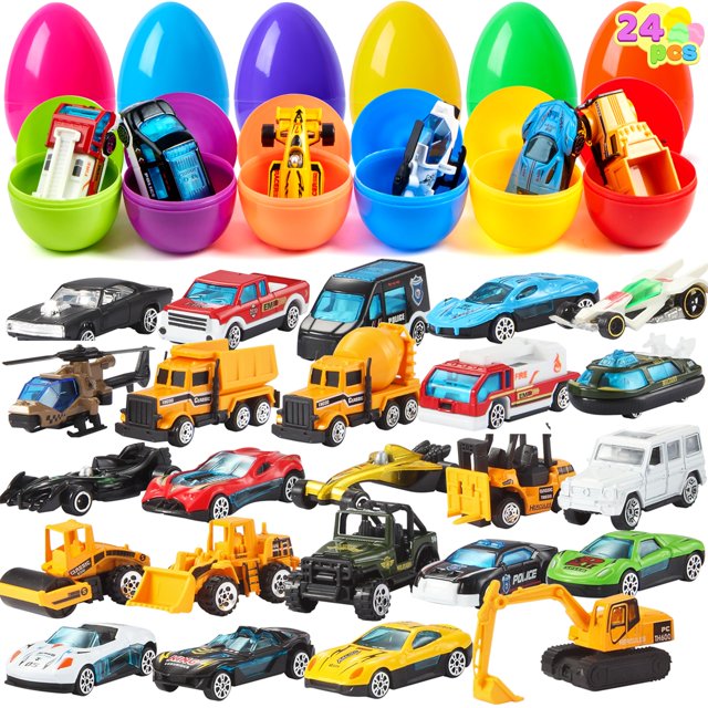 Huevos de Pascua precargados JOYIN con 24 coches fundidos a presión para niños