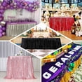 thumbnail image 4 of Efavormart 17ft Blush/Rose Gold Shiny Metallic Spandex Pleated Table Skirt, Glitter Semi-Sheer Table Skirt with Top Strip for Dining Catering Wedding, 4 of 11