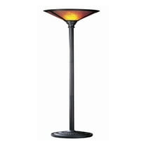 3 Way Metal Body Torchiere Lamp with Conical Mica Shade, Bronze- Saltoro Sherpi