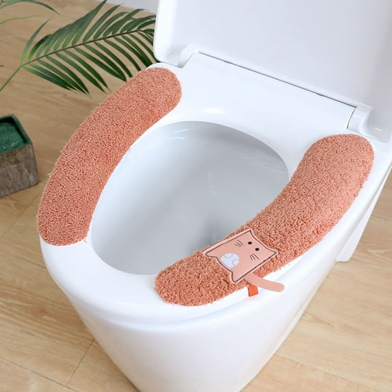 Soft Plush Adhesive Pads Cushion Bathroom Seat Ring Toilet Washer Cushion Cover Mats Toilet Seat Cover Plush Winter Mat Sticker 4