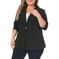 thumbnail image 1 of Chaqueta de mujer de talla grande de gamuza sintética GRACE & GRANDEUR, con mangas largas, solapa de muesca y botones, abrigo 2X negro, 1 of 1