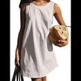 thumbnail image 1 of Vestido Corto Informal de Verano para Mujer, de Algodón y , con Cuello Redondo, Sin Mangas y Espalda Abierta, Ideal para Playa y Sol. L, 1 of 8