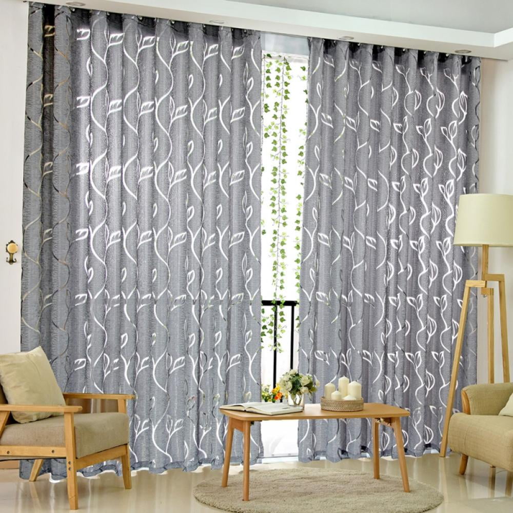 2PCS Floral Waterproof Window Curtains Shade Standard Rod Drapes 09 