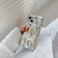 thumbnail image 3 of Wavy Sparkling Phone Case Cute Plating Glossy Bubble Style Luxury Soft Case(for iPhone 13, Silver), 3 of 7