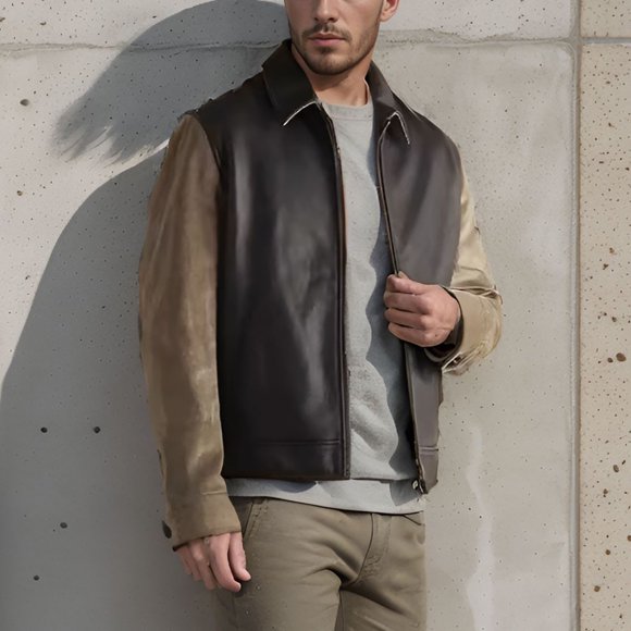Men's Long Sleeve Fashion Motorcycle Solid Color Zipper Pocket Leather Long Sleeved Jacket Hoodies Men Black L