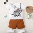 thumbnail image 2 of 4T Baby Boys Clothes Baby Boys Outfits 4-5T Boys Short Sleeve Dinosaur Print Top Shorts 2PCS Boys Summer Clothing Set White, 2 of 7