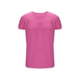 thumbnail image 4 of WQNVRNR Womens Plus Size Shirts Cute- Puff Short Sleeve Casual Crew Loose Summer Tops Blouse Pink Size 2XL, 4 of 7