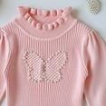thumbnail image 6 of WAVSUF Kids Girls Knitted Sweater, Soft Comfort Ruffle Mock Neck Long Sleeve Winter Base Casual Undershirts Pink 7-8, 6 of 7