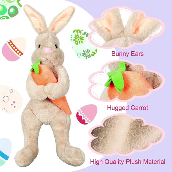 Easter Bunny Tree Topper Decorations,Spring Plush Rabbit Hugged Carrot for Tree,Basket Stuffers Holiday Home Party Supplies Decor