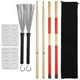 thumbnail image 1 of Juego de Baquetas de Tambor, Baquetas de Madera de Arce 5A, Cepillos de Varillas de Tambor, Cepillos de Alambre de Tambor RetráCtiles, Amortiguadores de Tambor con Bolsa, 1 of 5