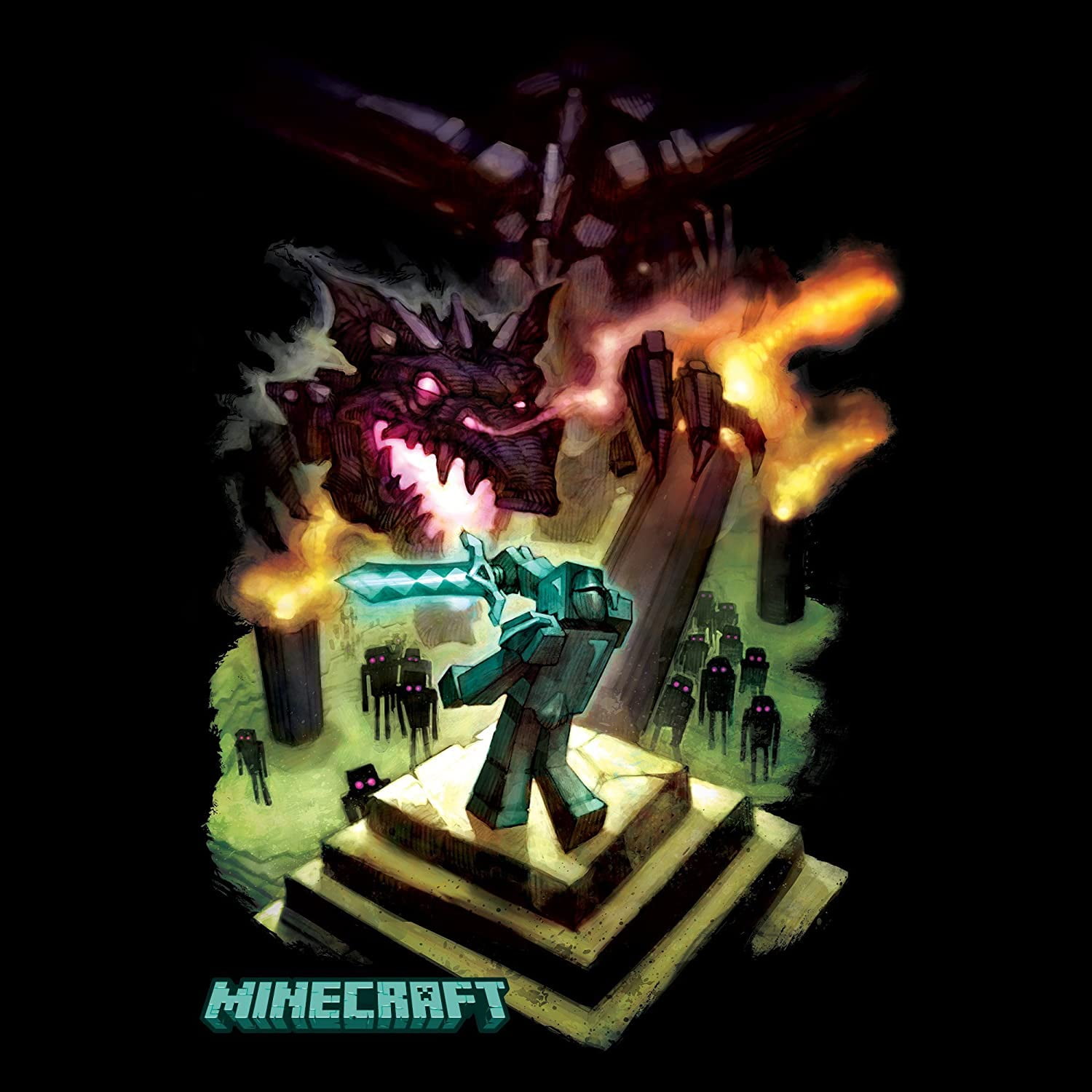 Minecraft Ender Dragon The End Adult Short Sleeve T-Shirt