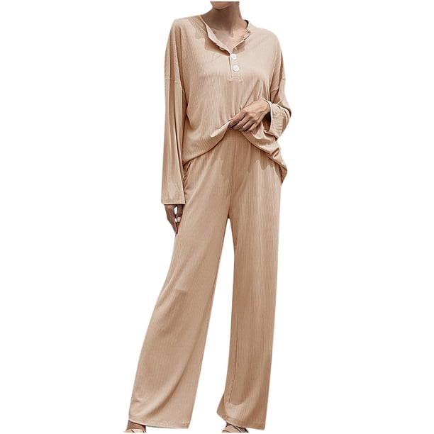Conjunto de tops deportivos de manga larga para mujer, cintura elástica, pantalones largos, conjuntos de pijamas Fridja nalpqowj16997