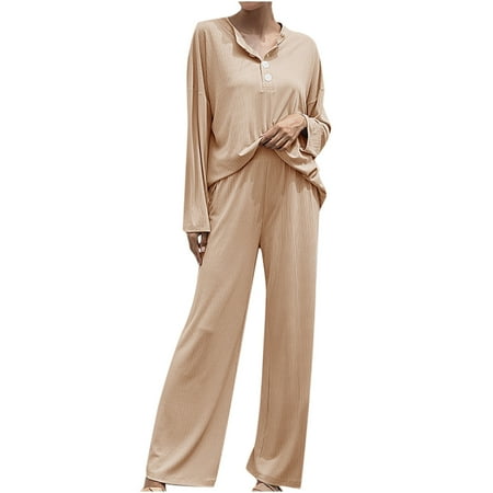 

Women s Pajamas Sets Long Sleeve Sports Tops Elastic Waist Long Pants Pajamas Sportswear Autumn Pajama Khaki S Pjs For Women Teddy Lingerie For Women4873