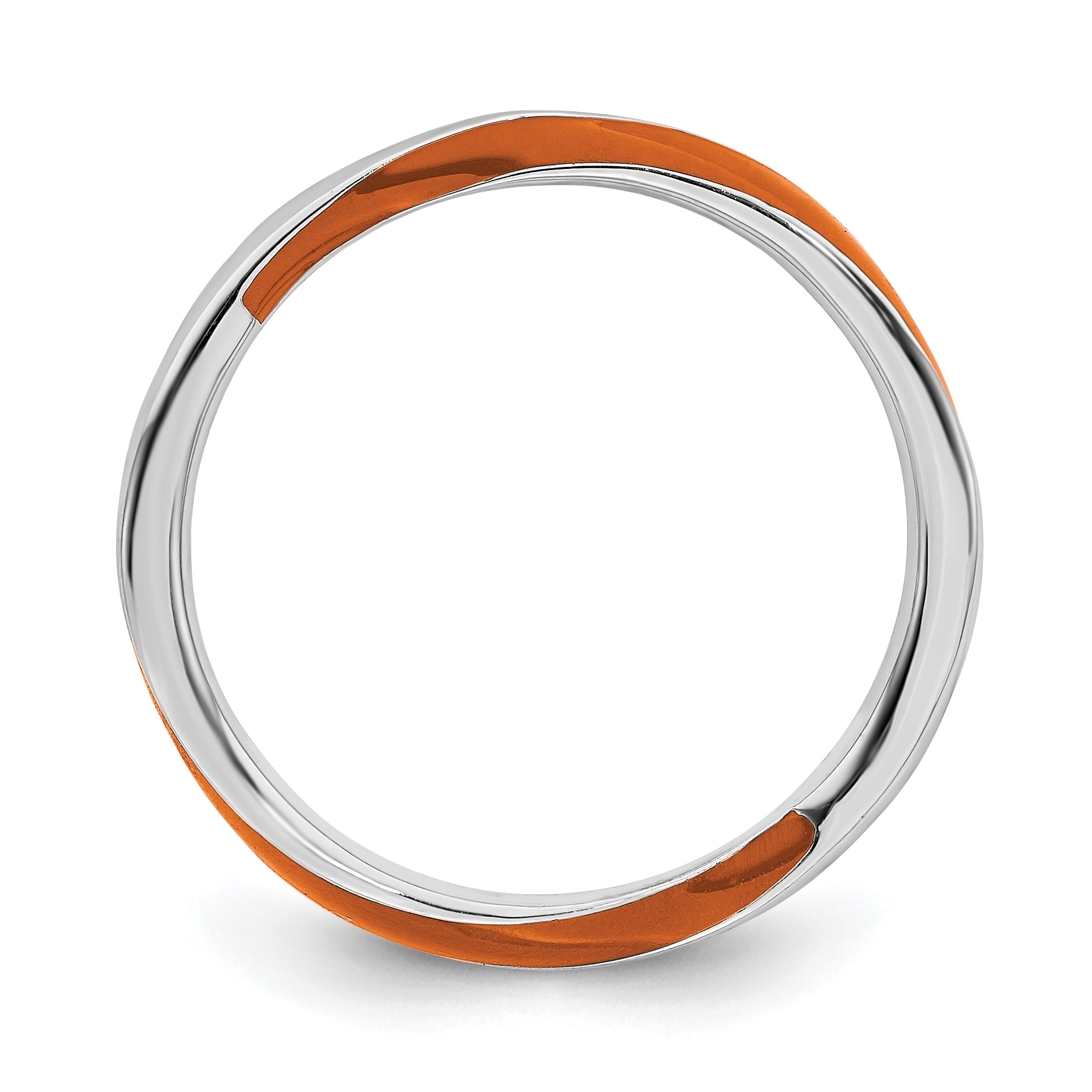 Stackable Expressions Sterling Silver Twisted Orange Enameled Ring