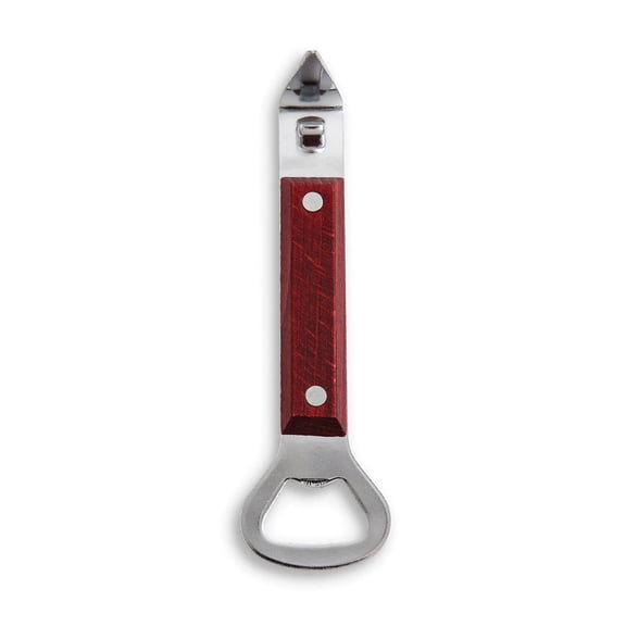 HIC Bar Churchkey Bottle Opener Can Punch, Steel and Italian beechwood