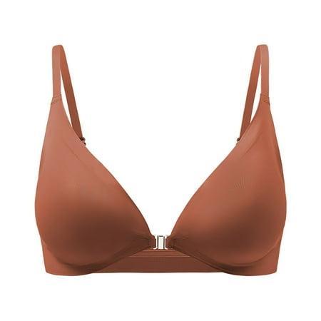 HCURIBAD Wireless Bras Clearance! Women s Sexy Triangle Bralette Comfort Full Coverage Bra Front Close Deep V Seamless Wireless Adjustable Bras Seamless Bra Backless Bra Bras for Women Khaki L