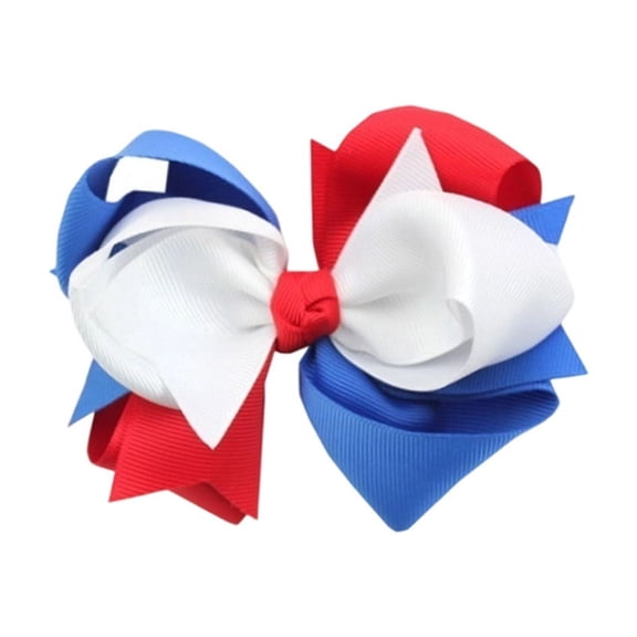JWZZYD Patriotic Mini Star Stripe Ribbon Bow, Small Red White Blue Flag Decorative Bow, 4th of July Independence Day Decor, for Hair Clips, Gift Wrapping, Crafts, and Party Decoration, E, 1 Pack