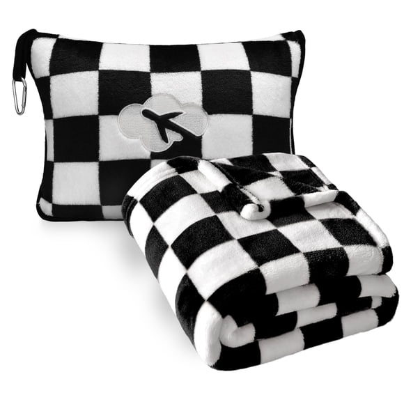 Set de manta y almohada de viaje Jungle Star Compact Black