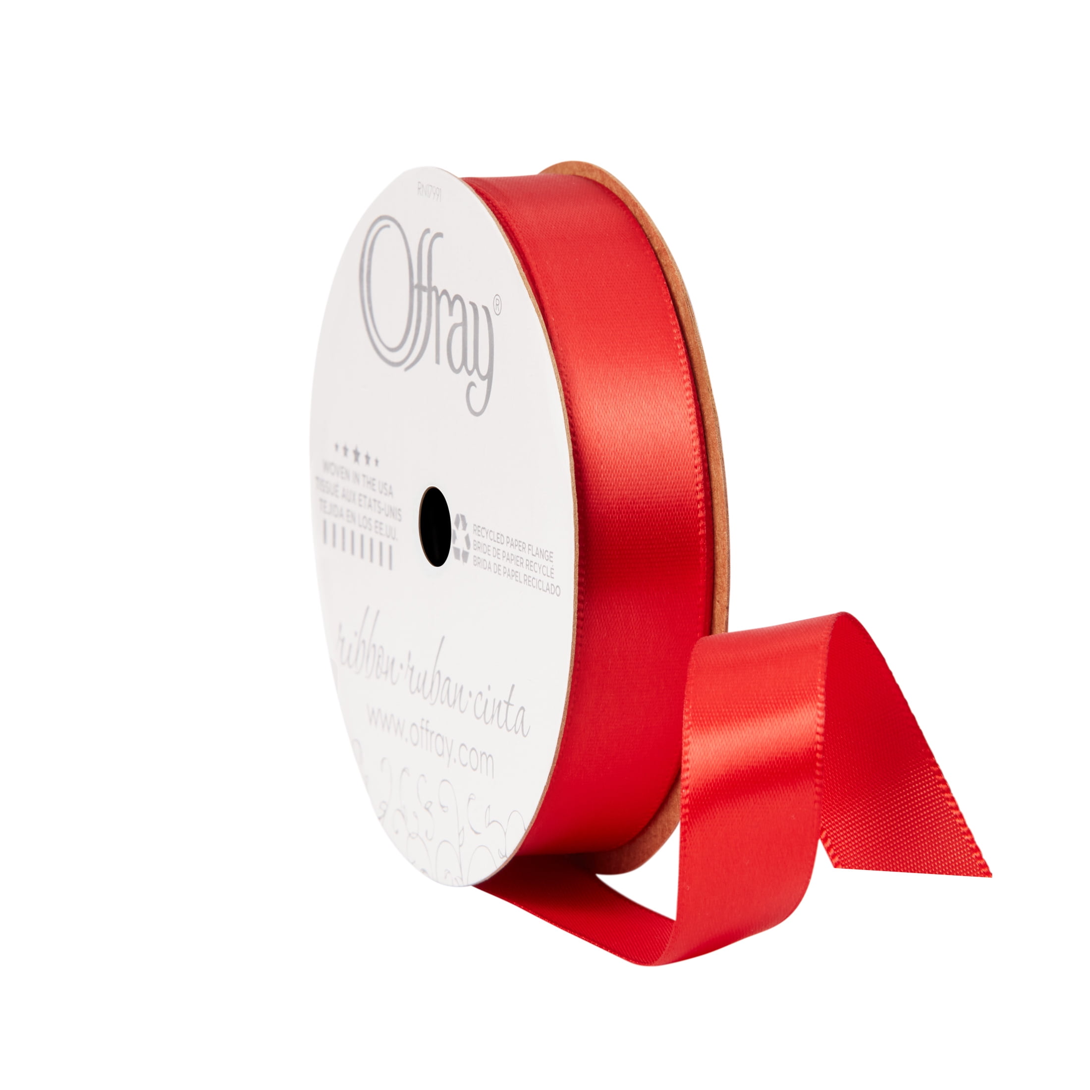 (3 pack) Offray Ribbon, Red 5/8 inch Single Face Satin Polyester Ribbon for Sewing, Crafts, and Gifting, 18 feet, 1 Each