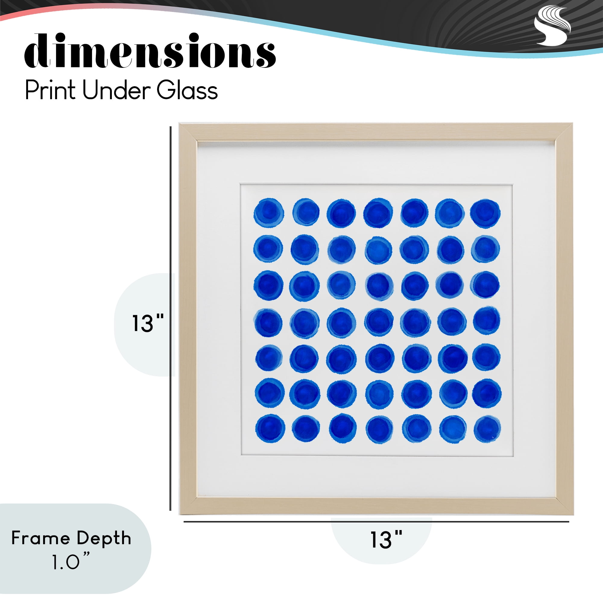 Stupell Industries Blue Dots Uniform Pattern Birch Framed Print Under Glass, design by Martina Pavlova