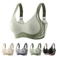 thumbnail image 4 of VISALY Push Up Bras for Women s Running Sports Bra, Women's Contrast Color Lifting Integrated Fixed Cup, Women Solid Four Breasted Adjustable Wireless Bra Womens Wireless Bra, Green,XXL, 4 of 10
