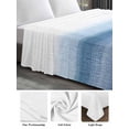thumbnail image 6 of Haze Blue White Ombre Twim XL Size Flat Sheet, Wrinkleproof & Fadeproof Cooling Flat Bed Sheet Only, Vintage Gradient Striped Aesthetics Breathable Soft Bedding Top Sheets 66 x 102 Inches, 6 of 8