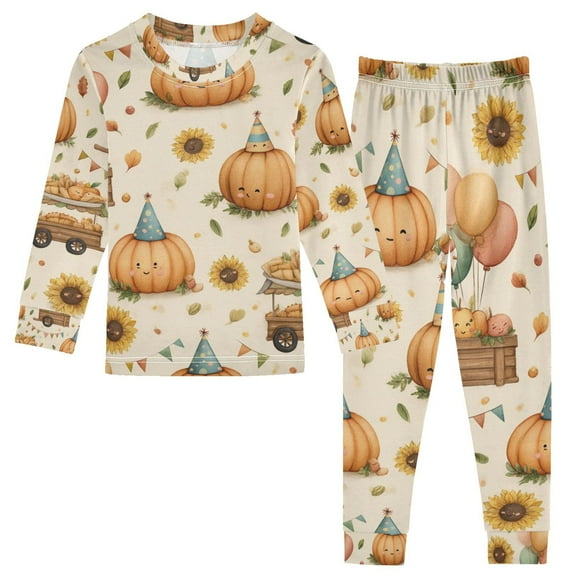 Boys Pajamas Girls Pajama Fun Pumpkin Patch Cute Comfortable Cotton Two-piece Pajama Set