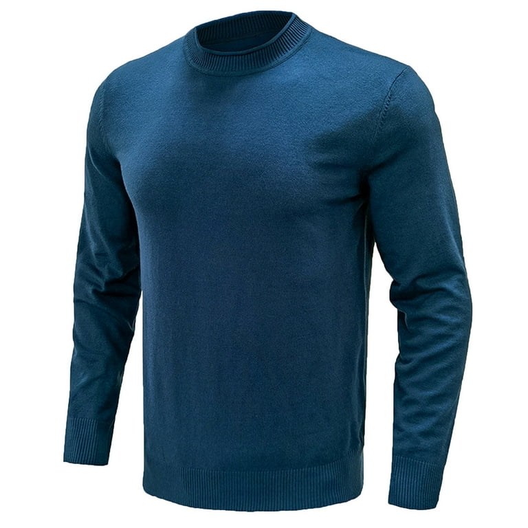 Men Round Neck Sweater Men's Long Sleeve Crew Neck Pullover