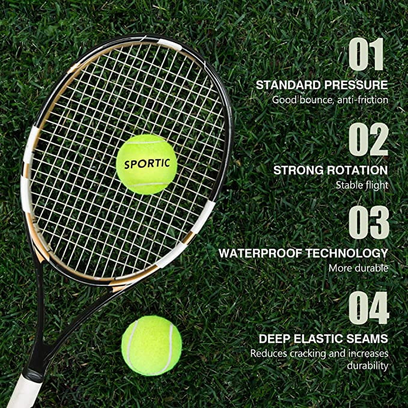 SPORTIC Tennis Balls, Training Tennis Balls, High Bounce Practice Tennis Balls with Mesh Bag for Easy Transport, Pet Dog Playing Balls, Duty Felt Pressurized Tennis Ball for Beginner Training
